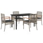 Set comedor de jardín 5 piezas con cojines ratán sintético gris de , Conjuntos de jardín - Ref: Foro24-3213619, Precio: 341,8...