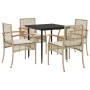 Set comedor de jardín 5 pzas con cojines ratán sintético beige de , Conjuntos de jardín - Ref: Foro24-3213625, Precio: 345,52...