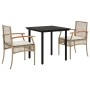 3-piece garden dining set with beige synthetic rattan cushions by , Garden sets - Ref: Foro24-3213631, Price: 214,23 €, Disco...