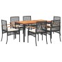 Set de comedor de jardín 7 pzas y cojines ratán sintético negro de , Conjuntos de jardín - Ref: Foro24-3213563, Precio: 484,4...