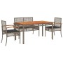 Set comedor de jardín 5 piezas con cojines ratán sintético gris de , Conjuntos de jardín - Ref: Foro24-3213577, Precio: 484,4...