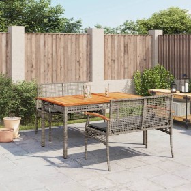 3-teilige Garten-Essgruppe mit grauen synthetischen Rattankissen von , Gartensets - Ref: Foro24-3213575, Preis: 364,99 €, Rab...