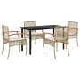 Set comedor de jardín 5 pzas con cojines ratán sintético beige de , Conjuntos de jardín - Ref: Foro24-3213633, Precio: 364,50...