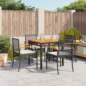 5-teiliges Gartenmöbel-Set mit schwarzen synthetischen Rattankissen von , Gartensets - Ref: Foro24-3213561, Preis: 333,99 €, ...