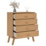 OLDEN bedside table solid brown pine wood by , Drawers - Ref: Foro24-358588, Price: 97,30 €, Discount: %