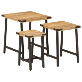 Stackable coffee tables 3 pieces solid mango wood and iron by , Side tables - Ref: Foro24-372735, Price: 96,99 €, Discount: %