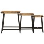 Stackable coffee tables 3 pieces solid mango wood and iron by , Side tables - Ref: Foro24-372735, Price: 78,53 €, Discount: %