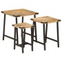 Stackable coffee tables 3 pieces solid mango wood and iron by , Side tables - Ref: Foro24-372735, Price: 78,53 €, Discount: %