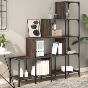 Engineered wood and oak brown metal shelf 122x30x132 cm by , Bookcases and shelves - Ref: Foro24-845445, Price: 94,55 €, Disc...