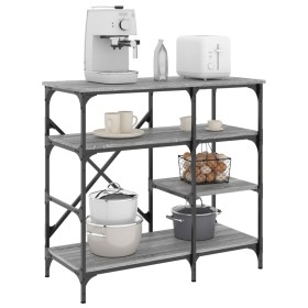 Kitchen shelving wood engineering gray metal 90x40x84 cm by , Kitchen utensil containers - Ref: Foro24-845424, Price: 83,99 €...