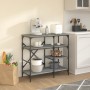 Kitchen shelving wood engineering gray metal 90x40x84 cm by , Kitchen utensil containers - Ref: Foro24-845424, Price: 83,65 €...