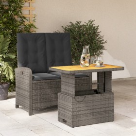 2-teilige Garten-Essgruppe mit grauen Kissen aus synthetischem Rattan von , Gartensets - Ref: Foro24-3277346, Preis: 286,99 €...