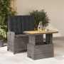 2-teilige Garten-Essgruppe mit grauen Kissen aus synthetischem Rattan von , Gartensets - Ref: Foro24-3277346, Preis: 285,99 €...