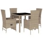 Set comedor de jardín 5 pzas con cojines ratán sintético beige de , Conjuntos de jardín - Ref: Foro24-3277570, Precio: 468,00...