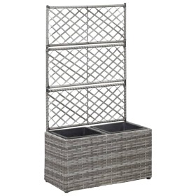 Enrejado y arriate 2 macetas ratán sintético gris 58x30x107 cm de vidaXL, Maceteros y jardineras - Ref: Foro24-46934, Precio:...