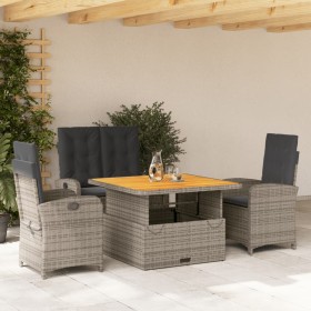 4-teiliges Garten-Essset mit grauen PE-Rattankissen von , Gartensets - Ref: Foro24-3277344, Preis: 633,99 €, Rabatt: %