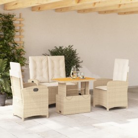 Garten-Essgruppe mit Kissen, 4-teilig, beiges synthetisches Rattan von , Gartensets - Ref: Foro24-3277359, Preis: 546,99 €, R...