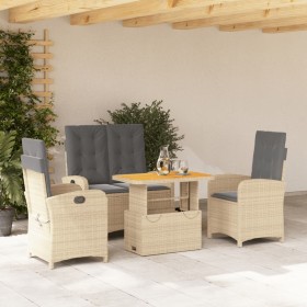 Garten-Essgruppe mit Kissen, 4-teilig, beiges synthetisches Rattan von , Gartensets - Ref: Foro24-3277371, Preis: 546,99 €, R...