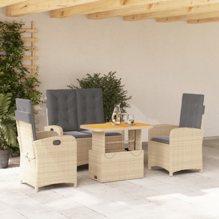 Garten-Essgruppe mit Kissen, 4-teilig, beiges synthetisches Rattan von , Gartensets - Ref: Foro24-3277371, Preis: 545,76 €, R...