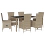 Set comedor de jardín 7 pzas con cojines ratán sintético beige de , Conjuntos de jardín - Ref: Foro24-3277579, Precio: 697,96...