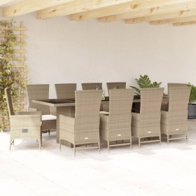 Set comedor de jardín 11 pzas con cojines ratán sintético beige de , Conjuntos de jardín - Ref: Foro24-3277585, Precio: 1,00 ...