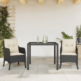 Set comedor de jardín 3 pzas con cojines ratán sintético negro de , Conjuntos de jardín - Ref: Foro24-3211842, Precio: 262,99...