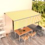 Automatic retractable awning with blind 5x3 m yellow and white by , Awnings - Ref: Foro24-3069468, Price: 523,64 €, Discount: %