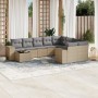 Gartensofa-Set mit beigen Kissen, 10-teilig, synthetisches Rattan von , Gartensets - Ref: Foro24-3223058, Preis: 672,01 €, Ra...