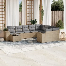 Gartensofa-Set mit beigen Kissen, 10-teilig, synthetisches Rattan von , Gartensets - Ref: Foro24-3223058, Preis: 674,49 €, Ra...