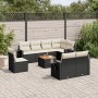 8-teiliges Gartensofa-Set und schwarze synthetische Rattankissen von , Modulare Sofas für den Außenbereich - Ref: Foro24-3224...