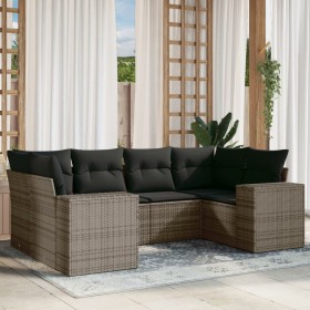 6-piece garden furniture set and gray synthetic rattan cushions by , Garden sets - Ref: Foro24-3255317, Price: 459,58 €, Disc...