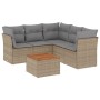 Gartensofa-Set mit beigem Kissenmix, 6-teilig, PE-Rattan von , Gartensets - Ref: Foro24-3255968, Preis: 424,12 €, Rabatt: %