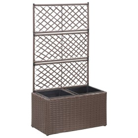 Trellis and flowerbed 2 pots brown synthetic rattan 58x30x107cm by vidaXL, Pots and planters - Ref: Foro24-46937, Price: 90,8...