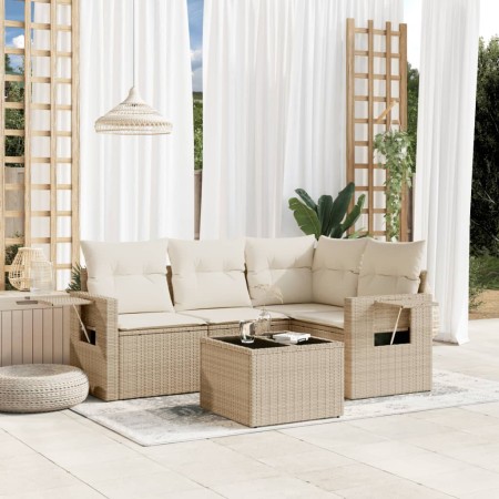 Gartensofa-Set mit Kissen, 5-teilig, beiges synthetisches Rattan von , Gartensets - Ref: Foro24-3220117, Preis: 450,99 €, Rab...