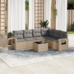 7-teiliges Gartensofa-Set und beige synthetische Rattankissen von , Gartensets - Ref: Foro24-3220218, Preis: 498,92 €, Rabatt: %