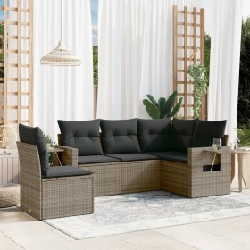 Gartensofa-Set mit Kissen, 5-teilig, graues synthetisches Rattan von , Gartensets - Ref: Foro24-3220169, Preis: 352,84 €, Rab...