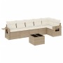 Set sofás de jardín 7 piezas y cojines ratán sintético beige de , Conjuntos de jardín - Ref: Foro24-3220197, Precio: 535,45 €...