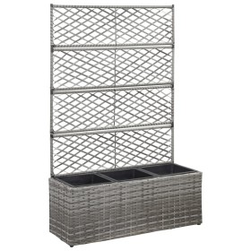 Trellis and flowerbed 3 pots gray synthetic rattan 83x30x130 cm by vidaXL, Pots and planters - Ref: Foro24-46935, Price: 114,...