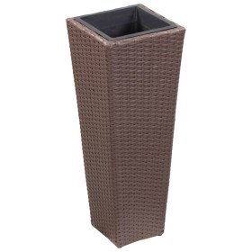 Braunes Blumenbeet aus synthetischem Rattan, 30 x 30 x 80 cm von vidaXL, Töpfe und Pflanzgefäße - Ref: Foro24-46929, Preis: 5...