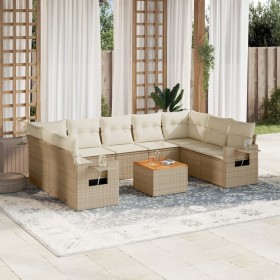 Gartensofa-Set mit beigen Kissen, 10-teilig, synthetisches Rattan von , Modulare Sofas für den Außenbereich - Ref: Foro24-322...