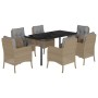 Set comedor de jardín 7 pzas con cojines ratán sintético beige de , Conjuntos de jardín - Ref: Foro24-3211987, Precio: 778,11...