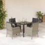 Garden dining set 5 pieces with light gray synthetic rattan cushions by , Garden sets - Ref: Foro24-3211998, Price: 463,87 €,...