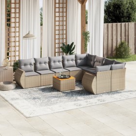 Gartensofa-Set mit beigen Kissen, 10-teilig, synthetisches Rattan von , Gartensets - Ref: Foro24-3257494, Preis: 755,52 €, Ra...