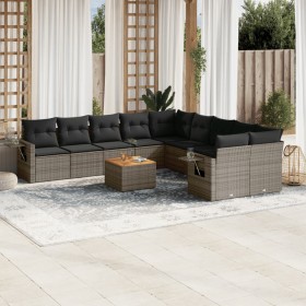 Set de sofás de jardín 11 pzas y cojines ratán sintético gris de , Sofás modulares de exterior - Ref: Foro24-3224758, Precio:...