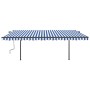 Toldo retráctil automático con postes azul y blanco 5x3 m de , Toldos - Ref: Foro24-3070186, Precio: 662,27 €, Descuento: %