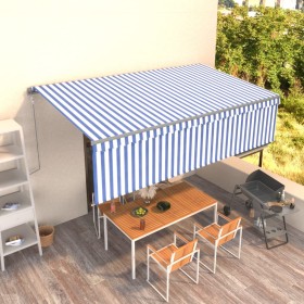 Automatic retractable awning with blue and white shade 5x3 m by , Awnings - Ref: Foro24-3069466, Price: 554,36 €, Discount: %