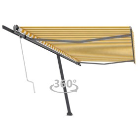 Toldo de pie automático amarillo y blanco 500x300 cm de , Toldos - Ref: Foro24-3069788, Precio: 619,36 €, Descuento: %