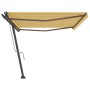 Toldo de pie automático amarillo y blanco 500x300 cm de , Toldos - Ref: Foro24-3069788, Precio: 601,55 €, Descuento: %