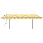 Toldo retráctil automático con postes amarillo y blanco 5x3 m de , Toldos - Ref: Foro24-3070188, Precio: 691,61 €, Descuento: %