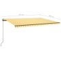 Toldo retráctil automático con postes amarillo y blanco 5x3 m de , Toldos - Ref: Foro24-3070188, Precio: 691,61 €, Descuento: %